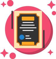 Certificate Tailed Color Icon vector
