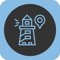 Lighthouse Linear Round Icon vector