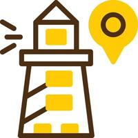 Lighthouse Yellow Lieanr Circle Icon vector