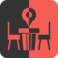 restaurante mesa rojo inverso icono vector