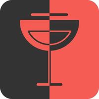 vino vaso rojo inverso icono vector