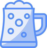 cerveza jarra línea lleno azul icono vector