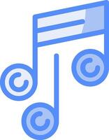 Music Note Line Filled Blue Icon vector