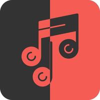 música Nota rojo inverso icono vector