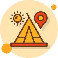 Tent Filled Shadow Circle Icon vector