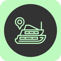 Cruise Ship Linear Round Icon vector