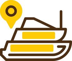 Cruise Ship Yellow Lieanr Circle Icon vector