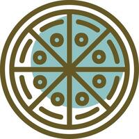 Pizza Linear Circle Icon vector