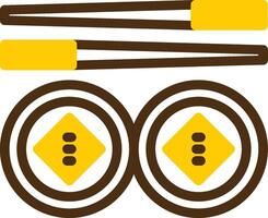 Sushi Yellow Lieanr Circle Icon vector