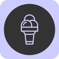 Ice Cream Cone Linear Round Icon vector