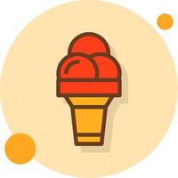 Ice Cream Cone Filled Shadow Circle Icon vector