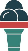 Ice Cream Cone Glyph Two Color Icon vector