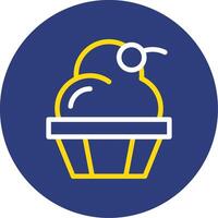 Cupcake Dual Line Circle Icon vector