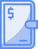 Wallet Line Filled Blue Icon vector