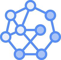 Neural Network Line Filled Blue Icon vector