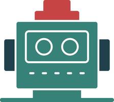 Robot Head Glyph Two Color Icon vector