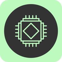 AI Chip Linear Round Icon vector
