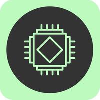 AI Chip Linear Round Icon vector