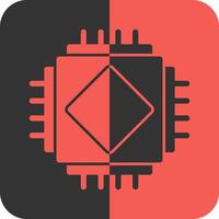 AI Chip Red Inverse Icon vector