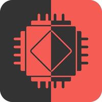 AI Chip Red Inverse Icon vector