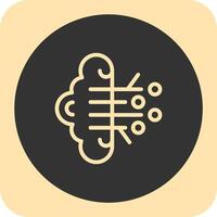 Brain Circuit Linear Round Icon vector