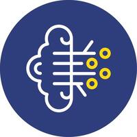 Brain Circuit Dual Line Circle Icon vector