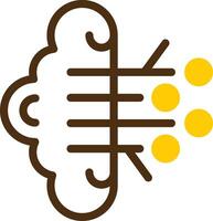 Brain Circuit Yellow Lieanr Circle Icon vector