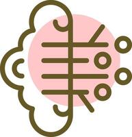 Brain Circuit Linear Circle Icon vector