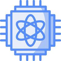 Quantum Computing Line Filled Blue Icon vector