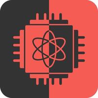 cuántico informática rojo inverso icono vector