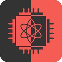 Quantum Computing Red Inverse Icon vector