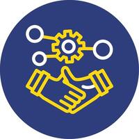 Handshake symbolizing networking Dual Line Circle Icon vector