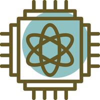 Quantum Computing Linear Circle Icon vector
