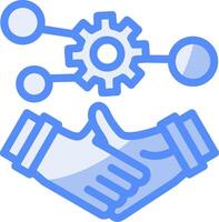 Handshake symbolizing networking Line Filled Blue Icon vector