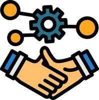 Handshake symbolizing networking Line Filled Icon vector