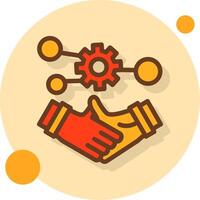 Handshake symbolizing networking Filled Shadow Circle Icon vector