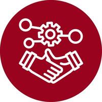 Handshake symbolizing networking Outline Circle Icon vector