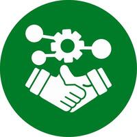 Handshake symbolizing networking Glyph Circle Icon vector