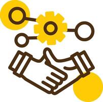 Handshake symbolizing networking Yellow Lieanr Circle Icon vector