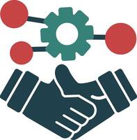 Handshake symbolizing networking Glyph Two Color Icon vector