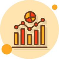 Data Analytics Filled Shadow Circle Icon vector