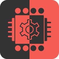 máquina aprendizaje rojo inverso icono vector