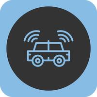 Autonomous Vehicle Linear Round Icon vector