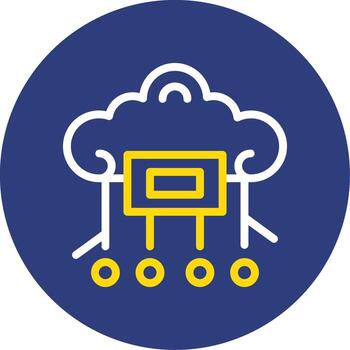 Cloud Computing Dual Line Circle Icon vector