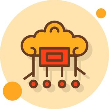 Cloud Computing Filled Shadow Circle Icon vector