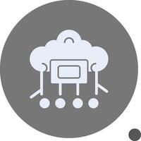 nube informática glifo sombra icono vector