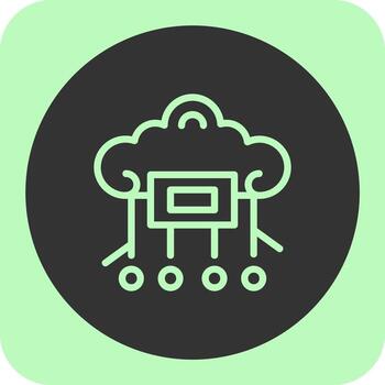 Cloud Computing Linear Round Icon vector