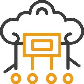 Cloud Computing Line Circle Icon vector