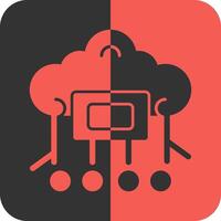 Cloud Computing Red Inverse Icon vector