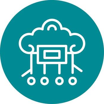 Cloud Computing Outline Circle Icon vector